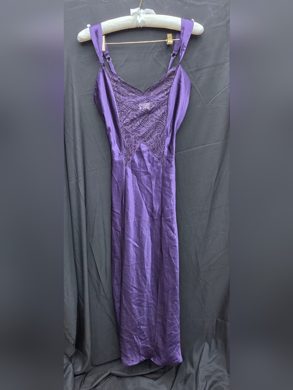 Vintage Victoria’s Secret Purple Satin Lace Maxi Slip Dress S